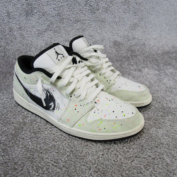 Jordan 1 Low Mens Size 11 Sneakers Brushstroke Sneakers Gray Splatter Shoes